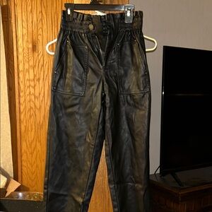 Forever 21 Black Faux Leather Cropped Pants